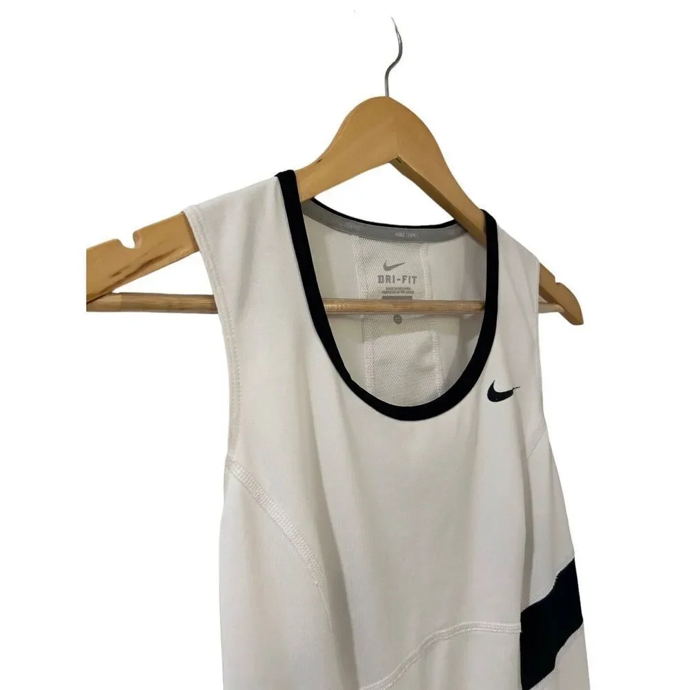 Nike Top Sleeveless Muscle Tank White Black Mesh Swoosh XS